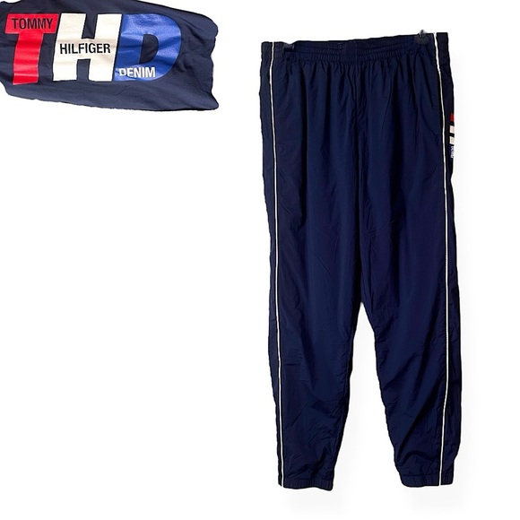 Tommy Hilfiger Nylon Track Pants Lined Athletic Workout Running Sporty Small - Picture 1 of 16